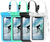 moko 4-pack waterproof phone pouch holder - underwater phone case dry bag with lanyard for iphone 13/13 pro max/12/12 pro max/11 pro max, x/xr/xs max, samsung s21/s10/s9, note 10 logo