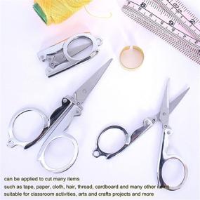 img 2 attached to 🔑 Portable Foldable Small Scissors with Keychain, Stainless Steel Folding Scissor for Travel and Crafting (4 Pack)