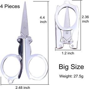 img 3 attached to 🔑 Portable Foldable Small Scissors with Keychain, Stainless Steel Folding Scissor for Travel and Crafting (4 Pack)