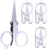 🔑 portable foldable small scissors with keychain, stainless steel folding scissor for travel and crafting (4 pack) logo