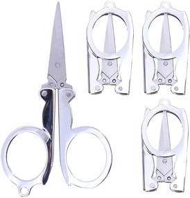 img 4 attached to 🔑 Portable Foldable Small Scissors with Keychain, Stainless Steel Folding Scissor for Travel and Crafting (4 Pack)