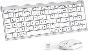 img 4 attached to 🔋 iClever GK03 Wireless Keyboard and Mouse Combo - Ergonomic Design, Rechargeable Battery, Stable Connection - Silver and White