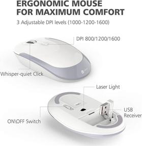 img 1 attached to 🔋 iClever GK03 Wireless Keyboard and Mouse Combo - Ergonomic Design, Rechargeable Battery, Stable Connection - Silver and White