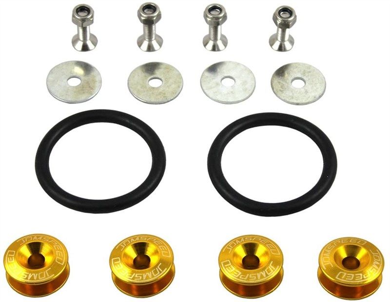 jdmspeed gold universal cnc billet bumper trunk quick release fastener kit 로고