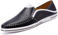 👞 stylish genuine leather casual loafers for men - fashionable slip-on driving shoes logo