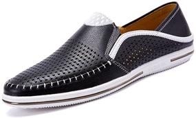 img 4 attached to 👞 Stylish Genuine Leather Casual Loafers for Men - Fashionable Slip-On Driving Shoes