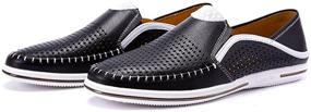 img 1 attached to 👞 Stylish Genuine Leather Casual Loafers for Men - Fashionable Slip-On Driving Shoes