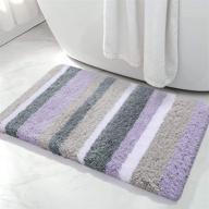 buganda microfiber striped bathroom rugs bath mat - purple-grey -17x24 - extra thick, soft & shaggy - absorbent - machine washable - anti-slip bath rugs for bathroom, tub & shower logo