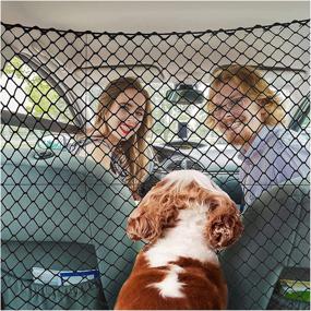 img 4 attached to Car Pet Safety Mesh Net Barrier - Easy Install, Secure Pet Divider for SUV/Car/Truck/Van - Drive Safely with Children & Pets - Fits Behind Front Seats, Pack of 1