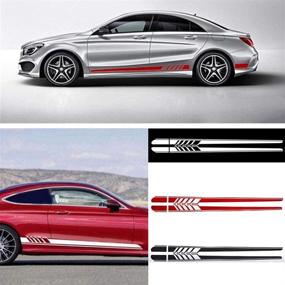 img 3 attached to YOUNGFLY 2Pcs Car Side Body Vinyl Decal Sticker Racing Long Stripe Decals Graphics Самоклеящиеся автомобильные украшения White