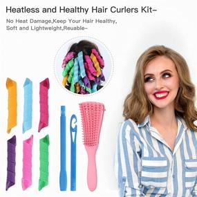 img 3 attached to 💁 Набор для завивки волос Ultimate Hair Curlers для женщин: 38 штук спиральных завивок - без нагрева, без нагрева - идеально для коротких волос - включает 2 стайлинговых крючка - принадлежности для причесок (11.8 дюйма)