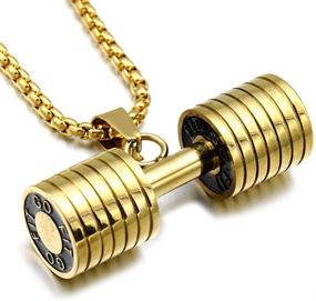 img 1 attached to 💪 Stylish Thintom Men's Barbell Pendant Necklace for Fitness Enthusiasts - Gym Dumbbell Pendant Chain Necklace with 23.7 Inches Chains