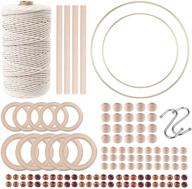 🧶 complete macrame kit with 119pcs: 3mm x 109yards natural cotton cord, 100pcs wooden beads, rings, sticks, metal rings - perfect for plant hangers and beginners logo