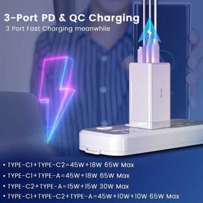 img 2 attached to 🔌 Быстрая зарядка USB C с протоколом PD3.0 и технологией GaNFast - 65Вт 3-портативная складная настенная зарядка для iPhone 12, MacBook Pro и других устройств.