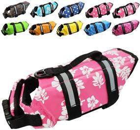 img 4 attached to 🐶 Easy-Fit Adjustable Dog Life Jacket with Reflective Stripes - Swimming Safety Swimsuit Preserver for Pet Dogs