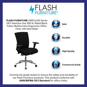 img 2 attached to High-Quality 24/7 Intensive Use Ergonomic Office Chair - Flash Furniture HERCULES Series | 300 lb. Rated | Black Fabric | Multi-Functional | Seat Slider