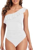 👙 stunning one-shoulder ruched ruffle monokini by mycoco: perfect women's one piece swimsuit for a chic beach look logo