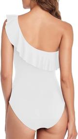 img 2 attached to 👙 Stunning One-Shoulder Ruched Ruffle Monokini by Mycoco: Perfect Women's One Piece Swimsuit for a Chic Beach Look