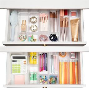 img 2 attached to 🗂️ Clear Plastic Desk Drawer Organizers: Backerysupply 12 Piece Set for Effortless Storage and Organization