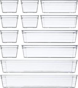 img 4 attached to 🗂️ Clear Plastic Desk Drawer Organizers: Backerysupply 12 Piece Set for Effortless Storage and Organization