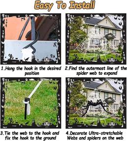 img 2 attached to 🕷️ 200" Spider Web Halloween Decorations: Outdoor & Indoor + 59" Huge Big Large Giant Spider, Fake Spider, & Stretch Cobweb + Triangular Haunted Cute Creepy Cheap Lawn Yard Home Costumes Party Scary House Decor