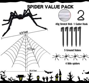 img 3 attached to 🕷️ 200" Spider Web Halloween Decorations: Outdoor & Indoor + 59" Huge Big Large Giant Spider, Fake Spider, & Stretch Cobweb + Triangular Haunted Cute Creepy Cheap Lawn Yard Home Costumes Party Scary House Decor