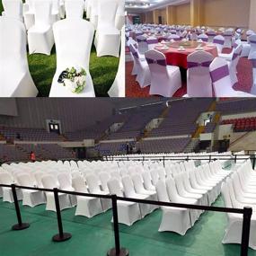 img 1 attached to 🪑 2-Pack White Polyester Spandex Chair Covers - Stretch Slipcovers for Weddings, Parties, and Banquets