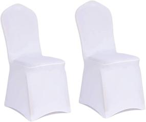 img 4 attached to 🪑 2-Pack White Polyester Spandex Chair Covers - Stretch Slipcovers for Weddings, Parties, and Banquets