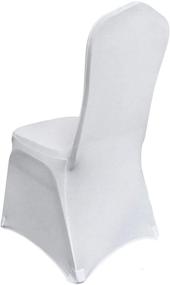 img 2 attached to 🪑 2-Pack White Polyester Spandex Chair Covers - Stretch Slipcovers for Weddings, Parties, and Banquets