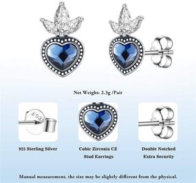 img 1 attached to Stunning Love Heart Stud Earrings in Sterling Silver with Blue Cubic Zirconia | Perfect Birthday Jewelry Gift for Women and Girls | Includes Gift Box