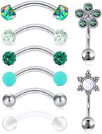 💎 mayhoop 16g rook earrings piercing jewelry: stylish surgical steel curved barbell for daith, snug, eyebrow, anti tragus, forward helix piercings - perfect for women and men logo