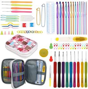 img 4 attached to 🧶 Complete 99-Piece Katech Crochet Hooks Kit: Premium DIY Hand Knitting Tools with Case and Ergonomic Lace Hooks for Fine Working - Knit Gloves, Sweaters, and More!
