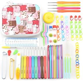 img 2 attached to 🧶 Complete 99-Piece Katech Crochet Hooks Kit: Premium DIY Hand Knitting Tools with Case and Ergonomic Lace Hooks for Fine Working - Knit Gloves, Sweaters, and More!