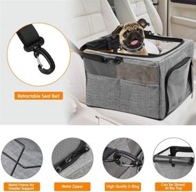 img 1 attached to YOUTHINK Dog Car Seat: Reinforced Metal Frame Pet Booster Seat for Small to Medium Dogs - Collapsible, Waterproof & Secure with Seat Belt Attachment - Shoulder-Supported Dog Carrier