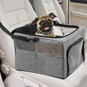 img 3 attached to YOUTHINK Dog Car Seat: Reinforced Metal Frame Pet Booster Seat for Small to Medium Dogs - Collapsible, Waterproof & Secure with Seat Belt Attachment - Shoulder-Supported Dog Carrier