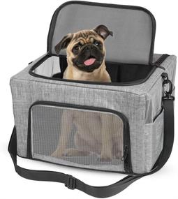 img 4 attached to YOUTHINK Dog Car Seat: Reinforced Metal Frame Pet Booster Seat for Small to Medium Dogs - Collapsible, Waterproof & Secure with Seat Belt Attachment - Shoulder-Supported Dog Carrier