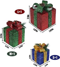 img 2 attached to 🎁 Set of 3 COVFEVER Lighted Gift Boxes: Battery Operated, Waterproof Christmas Decorations for Xmas Tree, Indoor & Outdoor - Multi-Color