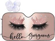 👑 hello gorgeous pink crown eyelash car windshield sunshade: protect your car with style! logo