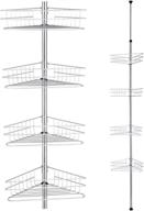 silver aquaterior 4-tier metal telescopic corner shower shelf - adjustable caddy pole wall rack storage organizer with soap holder логотип