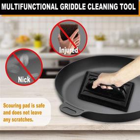 img 1 attached to 4-Piece Griddle Cleaning Kit by ROMANTICIST - Reusable Griddle Cleaning Pad with Handle - Multipurpose Griddle Scraper & Sourcing Cleaning Pads Kit - Christmas Gift for Grill Enthusiasts