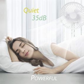 img 1 attached to 🔌 Clip-On Portable Desk Fan: Silent Fans for Bed, Office, Tent - White Mini Fan with 2600mAh Rechargeable Battery, 4 Speeds, 2 Timer Settings