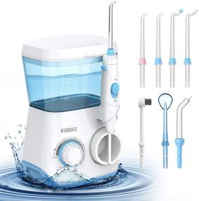 img 4 attached to 💧 600ml Capacity Water Dental Flosser for Teeth - KUOAS Multifunctional Flossers with 8 Tips and 10 Pressure Countertop Power Flossers for Braces (White)