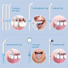 img 1 attached to 💧 600ml Capacity Water Dental Flosser for Teeth - KUOAS Multifunctional Flossers with 8 Tips and 10 Pressure Countertop Power Flossers for Braces (White)