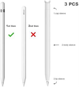 img 3 attached to Милый чехол для грипа Apple Pencil, аксессуары для Apple Pencil, держатель рукава первого поколения для Apple Pencil с защитным крышкой для наконечника Apple Pencil (белый)