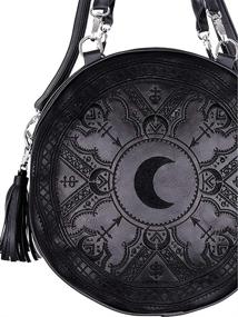 img 3 attached to 🌙 Gothic Occult Henna Round Bag: A Stylish Moon Handbag in Black Faux Leather