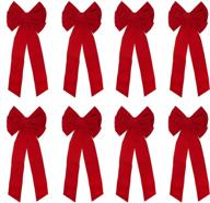 🎀 joyin 8 pack red velvet bows: 26" long, 10" wide, 9 loop christmas bow set logo
