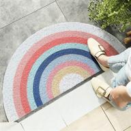 🌈 hellotree creative rainbow sun printed semi-circular area rug, non-slip door mat, bedroom carpet rugs, entrance doormat - 17.7"x35.4 logo