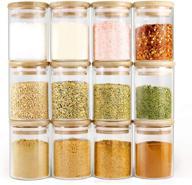 🌱 ecoevo glass jars with bamboo lids: spice jars set, food jars, and canisters set- glass bottles for spice storage, herbs - small storage jars (6oz) логотип