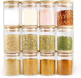 img 4 attached to 🌱 EcoEvo Glass Jars with Bamboo Lids: Spice Jars Set, Food Jars, and Canisters Set- Glass Bottles for Spice Storage, Herbs - Small Storage Jars (6oz)