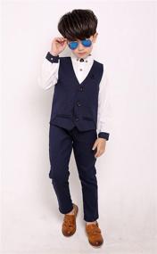 img 2 attached to 👔 Stylish Boys Slim Fit Suits Set: Fengchengjize Prom Tux Suit Jacket Vest Pants 3T-10